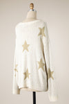 Ivory Sage Star Knit Sweater- -Trendy Me Boutique, Granada Hills California