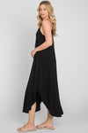 Black Spaghetti Strap Curved Hem Knit Dress- -Trendy Me Boutique, Granada Hills California