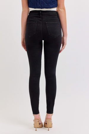 Black Mid Rise Skinny Denim- -Trendy Me Boutique, Granada Hills California