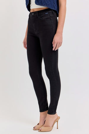 Black Mid Rise Skinny Denim- -Trendy Me Boutique, Granada Hills California