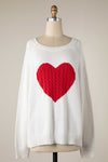 Ivory Red Heart Sweater- -Trendy Me Boutique, Granada Hills California