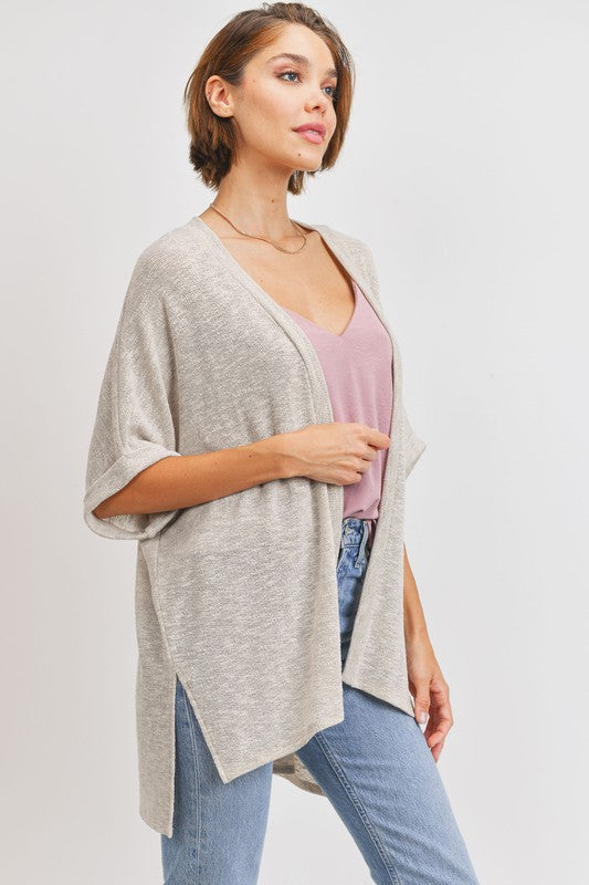 Natural Knit Short Sleeve Cardigan- -Trendy Me Boutique, Granada Hills California