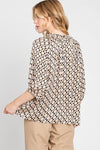 Printed Satin Blouse w/Ruffle Detail- -Trendy Me Boutique, Granada Hills California