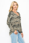 Olive Charcoal Sublimated Dolman Top- -Trendy Me Boutique, Granada Hills California