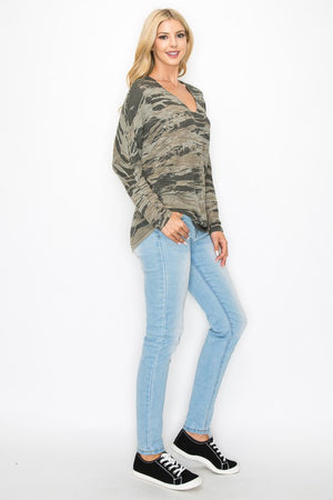Olive Charcoal Sublimated Dolman Top- -Trendy Me Boutique, Granada Hills California