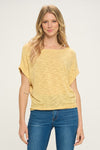 Yellow Boatneck Knit Dolman Top- -Trendy Me Boutique, Granada Hills California