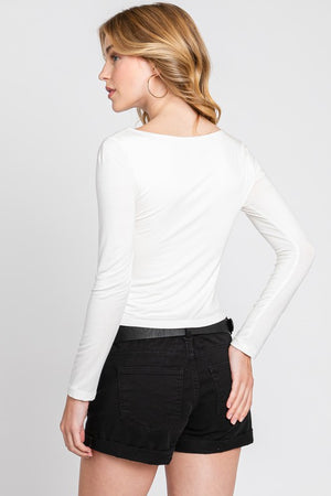 Ivory Double Layered Basic Top- -Trendy Me Boutique, Granada Hills California