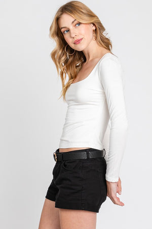 Ivory Double Layered Basic Top- -Trendy Me Boutique, Granada Hills California