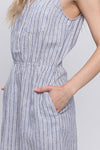 Blue Stripe Linen Dress- -Trendy Me Boutique, Granada Hills California