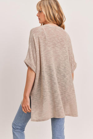 Natural Knit Short Sleeve Cardigan- -Trendy Me Boutique, Granada Hills California