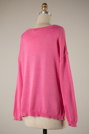 Red Love Knit Sweater- -Trendy Me Boutique, Granada Hills California