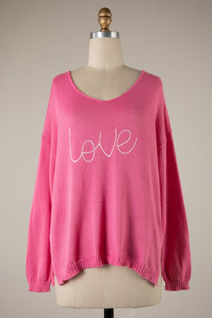 Pink Love Knit Sweater- -Trendy Me Boutique, Granada Hills California