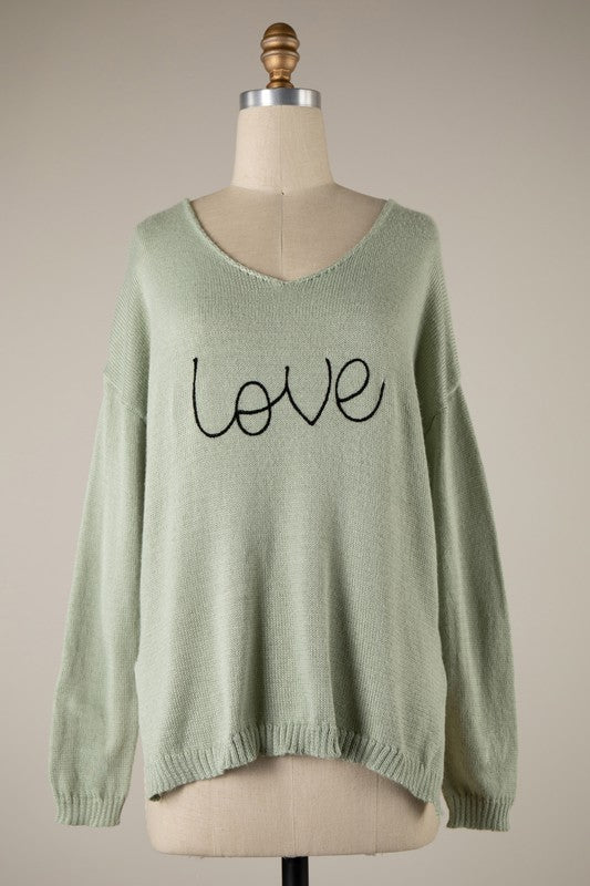 Sage Love Knit Sweater- -Trendy Me Boutique, Granada Hills California
