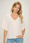 Ivory Dolman Sleeve Blouse- -Trendy Me Boutique, Granada Hills California