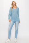 Denim Blue Hacci Knit Dolman Top- -Trendy Me Boutique, Granada Hills California