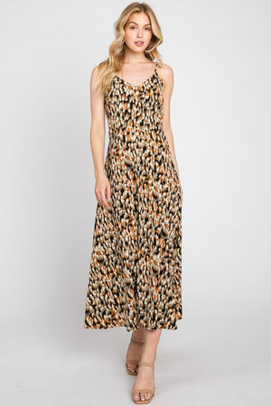 Autumn Print Satin Cami Slip Dress- -Trendy Me Boutique, Granada Hills California