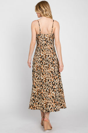 Autumn Print Satin Cami Slip Dress- -Trendy Me Boutique, Granada Hills California