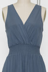 Blue cross over smock waist jumpsuit- -Trendy Me Boutique, Granada Hills California