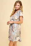 Boho Patchwork Flutter Sleeve Dress- -Trendy Me Boutique, Granada Hills California