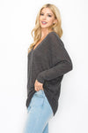 Charcoal Hacci Knit Dolman Top- -Trendy Me Boutique, Granada Hills California