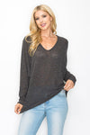 Charcoal Hacci Knit Dolman Top- -Trendy Me Boutique, Granada Hills California