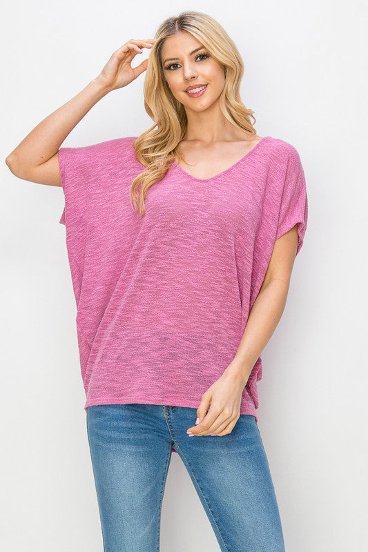 Pink Hacci Knit Dolman Top- -Trendy Me Boutique, Granada Hills California