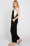 Black Linen Jumpsuit- -Trendy Me Boutique, Granada Hills California