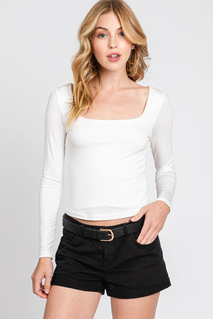 Ivory Double Layered Basic Top- -Trendy Me Boutique, Granada Hills California