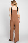 Tawny Brown Tie Loose Fit Jumpsuit- -Trendy Me Boutique, Granada Hills California