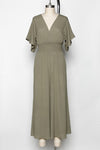 Olive Short Sleeve Smock Waist Jumpsuit- -Trendy Me Boutique, Granada Hills California