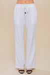 White Linen Wide Leg Pant- -Trendy Me Boutique, Granada Hills California