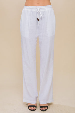 White Linen Wide Leg Pant- -Trendy Me Boutique, Granada Hills California