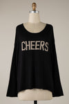 Black Taupe Cheer Print Sweater- -Trendy Me Boutique, Granada Hills California