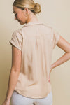 Beige Pocket Front Button Down Shirt- -Trendy Me Boutique, Granada Hills California