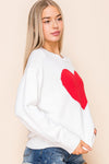 Ivory Red Heart Sweater- -Trendy Me Boutique, Granada Hills California