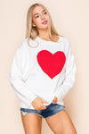 Ivory Red Heart Sweater- -Trendy Me Boutique, Granada Hills California