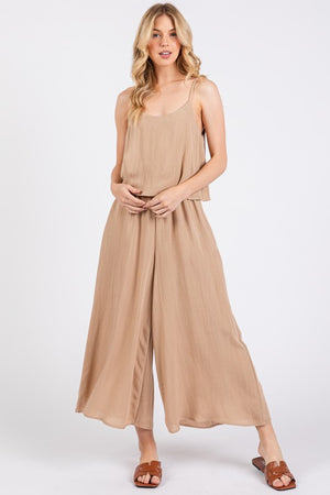 Taupe Layered Jumpsuit- -Trendy Me Boutique, Granada Hills California