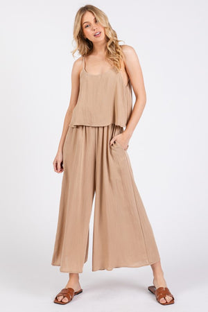 Taupe Layered Jumpsuit- -Trendy Me Boutique, Granada Hills California