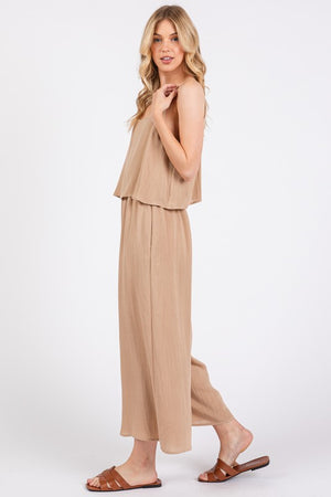 Taupe Layered Jumpsuit- -Trendy Me Boutique, Granada Hills California