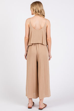 Taupe Layered Jumpsuit- -Trendy Me Boutique, Granada Hills California