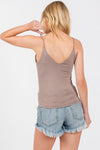 Taupe Double Layer Cami Top- -Trendy Me Boutique, Granada Hills California