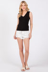 Black V Neck Double Layer Top- -Trendy Me Boutique, Granada Hills California