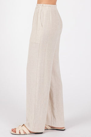 Natural Linen Blend Pant- -Trendy Me Boutique, Granada Hills California