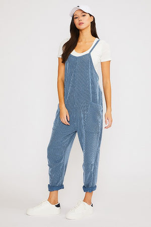 Blue Ribbed Jumpsuit- -Trendy Me Boutique, Granada Hills California