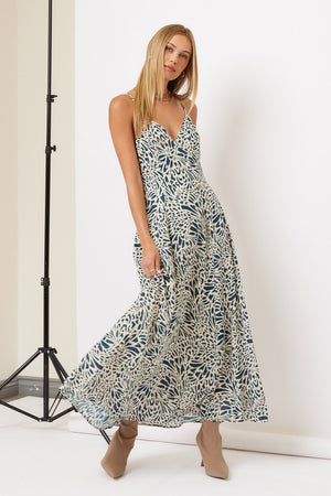 Ivory Blue Abstract Maxi Dress- -Trendy Me Boutique, Granada Hills California