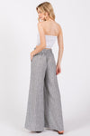 Charcoal Ivory Stripe Full Pant- -Trendy Me Boutique, Granada Hills California