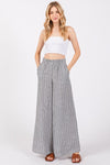 Charcoal Ivory Stripe Full Pant- -Trendy Me Boutique, Granada Hills California