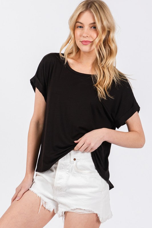 Black Modal Loose Top- -Trendy Me Boutique, Granada Hills California