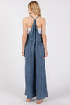 Denim Mineral Wash Spaghetti Jumpsuit- -Trendy Me Boutique, Granada Hills California