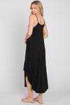 Black Spaghetti Strap Curved Hem Knit Dress- -Trendy Me Boutique, Granada Hills California